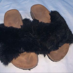 Urban Outfitters Fuzzy Slides